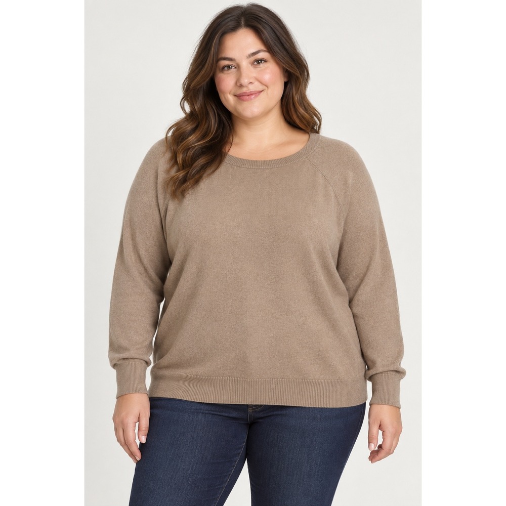 J.Crew Womens XXL Tan Cotton Cashmere Blend Raglan Crewneck Sweater
